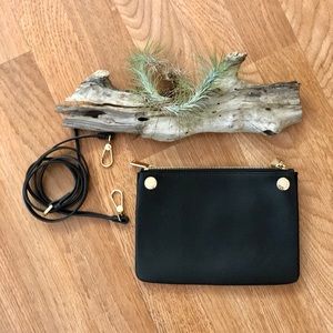 Lilli Leather Double Pouch Crossbody Bag Onyx